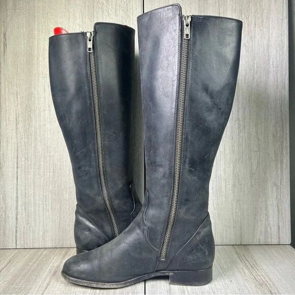 Frye Carly Melisa Pipping Leather Side Zip Tall Knee Riding Boot Women’s Size 6 - Picture 2 of 10